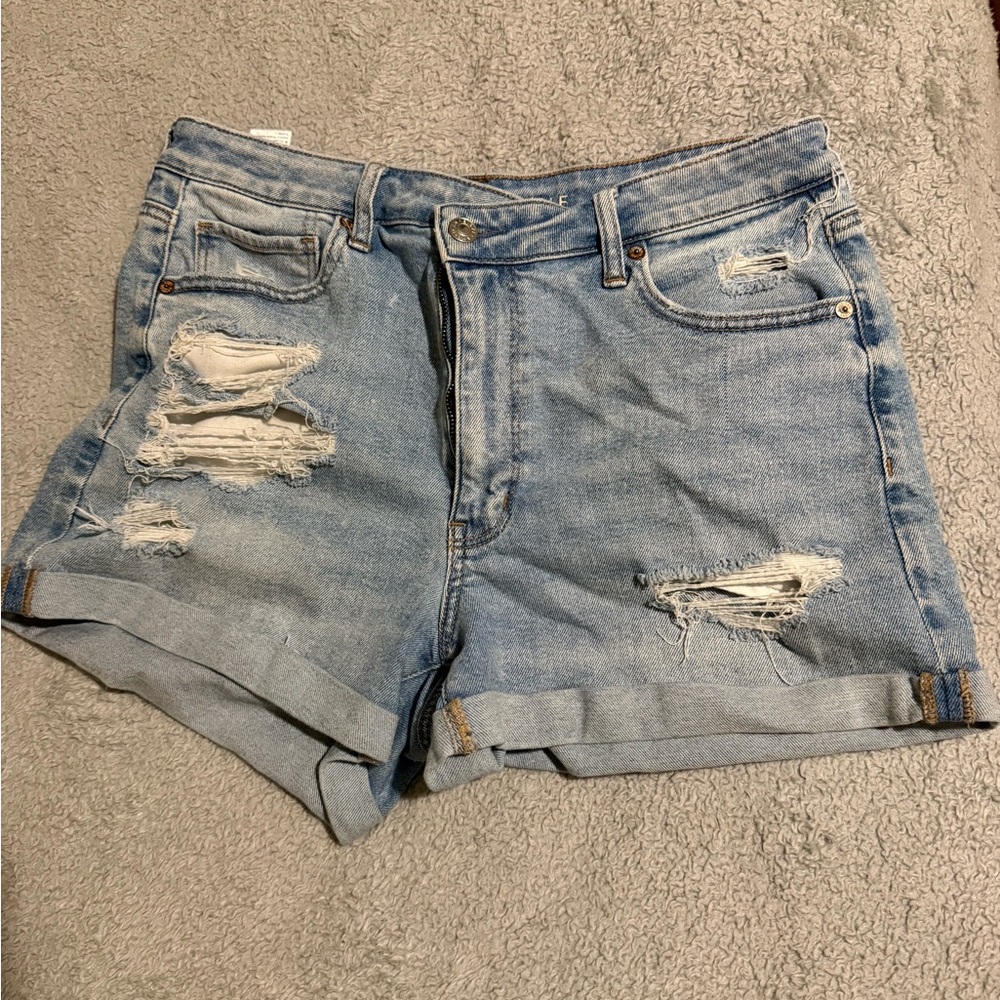American Eagle Light Blue Distressed Jean Shorts